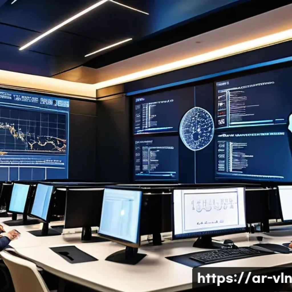 보안 취약점 관리에 대한 업계 동향 분석 - A high-tech cybersecurity operations center with diverse Arab IT professionals collaborating intense...